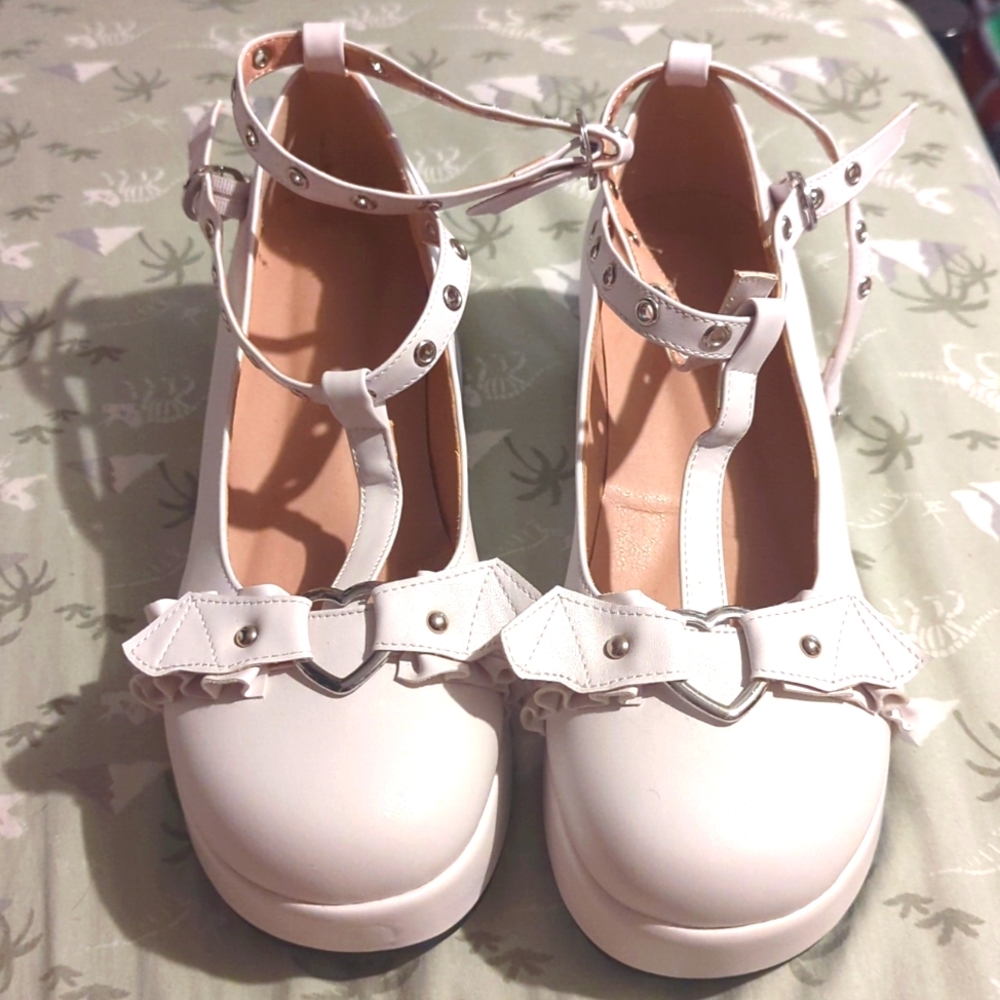 White Platform Mary Janes